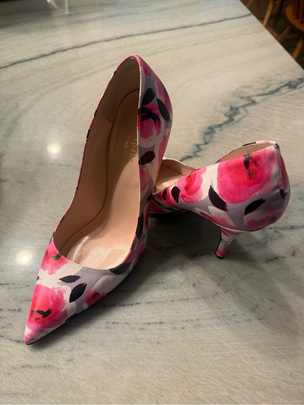 kate spade New York Floral Pink Pointed-Toe Stiletto Pumps